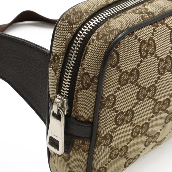 GUCCI GG Canvas Waist Bag/Body Bag/Fan Pouch in Leather (Beige, Dark Brown,